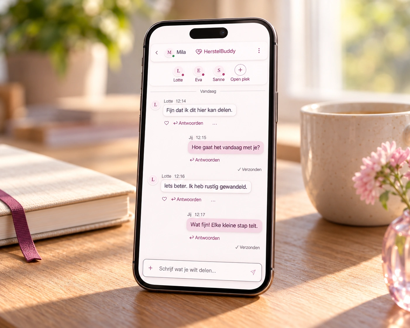 Besloten HerstelBuddy-chat op een telefoon